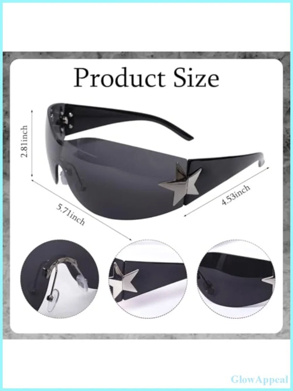 Y2K Star Sunglasses Frameless with Oxford Cloth Hard Case